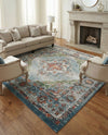 Savannah Soiree Collection Area Rug - Serengeti (Blue) Square Blue  lifestyle 78