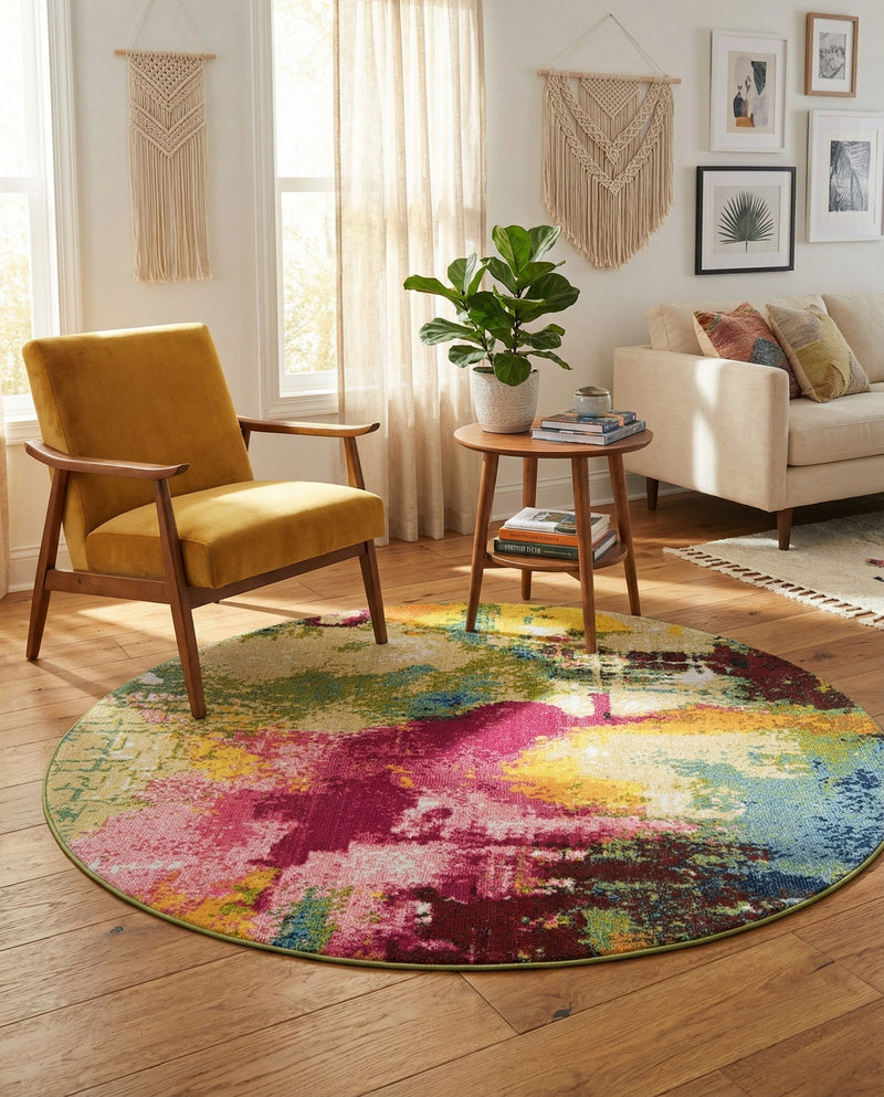 Marrakesh Elegance Collection Area Rug -  Draa Round Multi  lifestyle 58