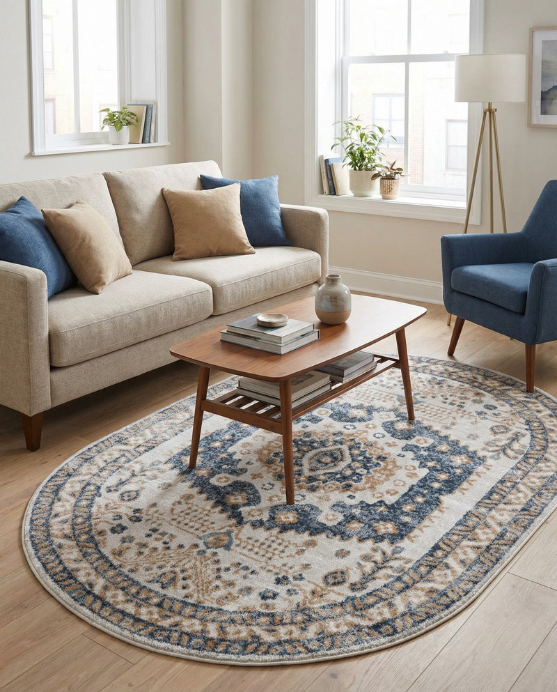 Cambridge Classics Collection Area Rug -  Pembroke (Cream) Oval Cream  lifestyle 70