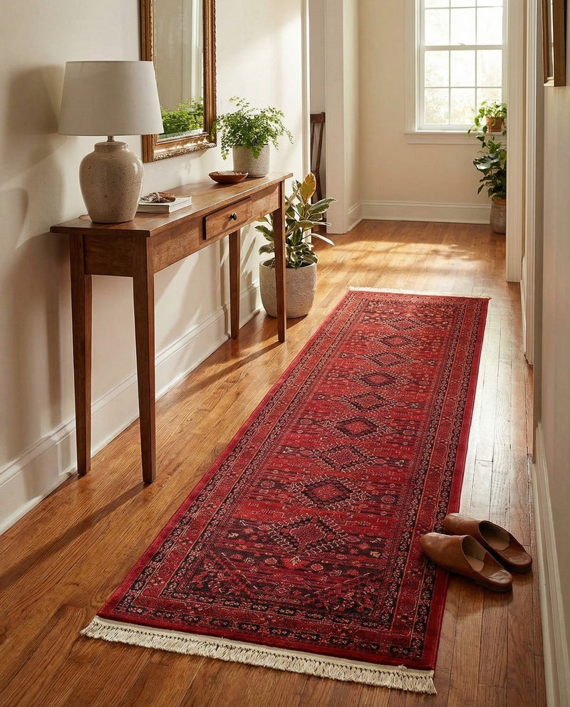 Samarkand Elegance Collection Area Rug -  Zarafshan Runner Red  lifestyle 49