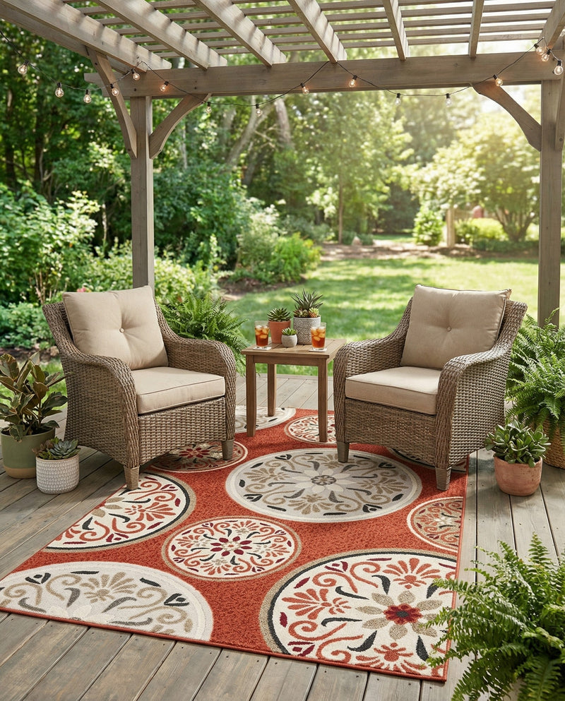 Urban Terrace Collection Area Rug -  Deck Rectangle Terracotta  lifestyle 51