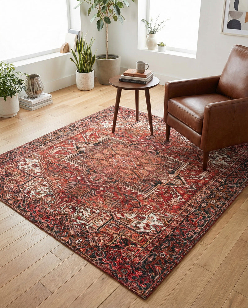 Bazaar Chic Collection Area Rug -  Essaouira Square Rust Red  lifestyle 49