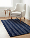 Hampton Stripes Wool Collection Area Rug - Montauk Rectangle Cobalt Blue  lifestyle 62