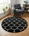 Trellis Mosaic Collection Area Rug -  Pergolatown (Black) Round Black  lifestyle 26