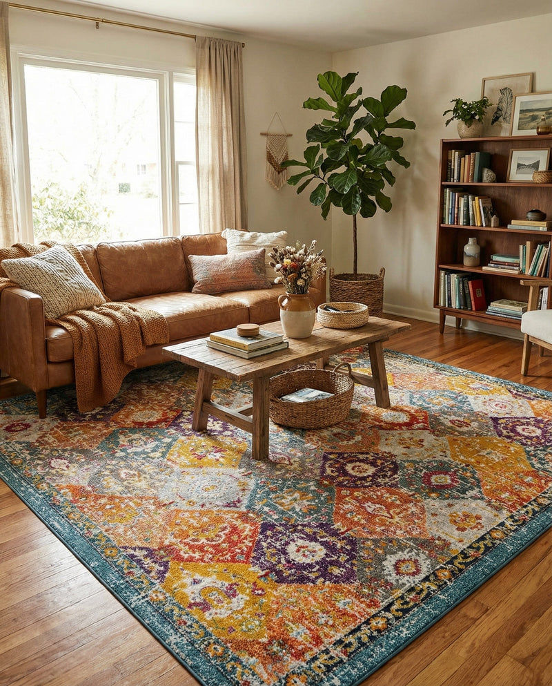 Brighton Terrace Collection Area Rug -  Rottingdean (Multi) Square Multi  lifestyle 37