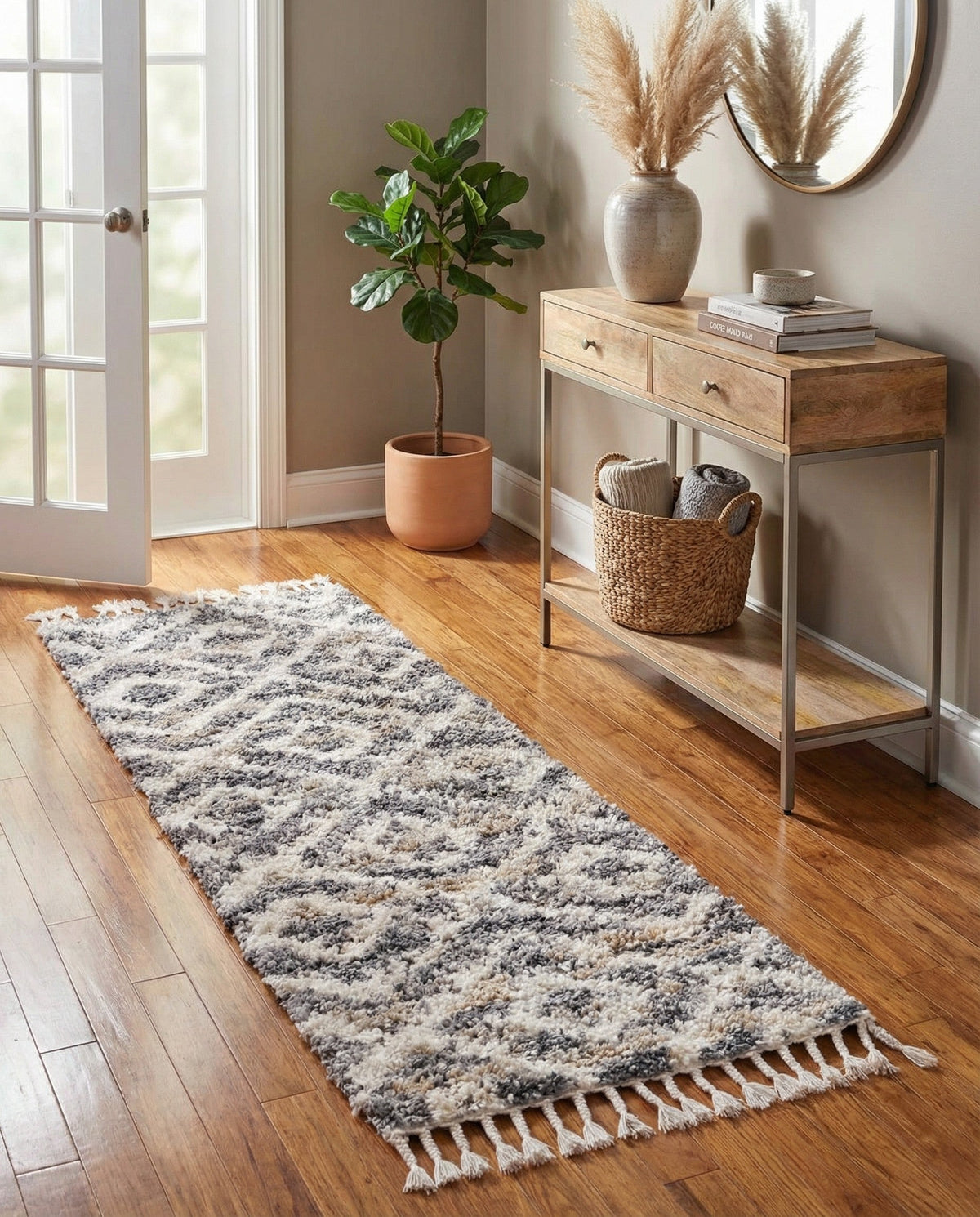 Cozy Cove Shag Collection Area Rug -  Dunes Runner Gray  lifestyle 105