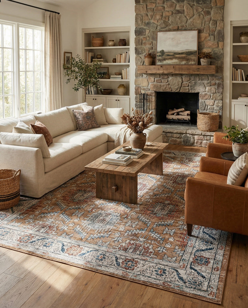 Mykonos Manor Collection Area Rug -  Paros Rectangle Mustard Yellow  lifestyle 13