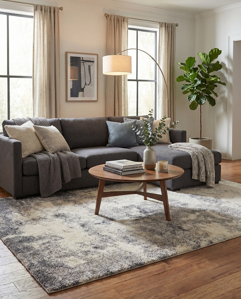 Cozy Haven Shag Collection Area Rug -  Tranquility (Pebble Gray) Rectangle Pebble Gray  lifestyle 7