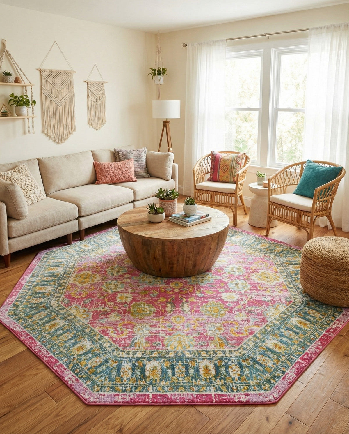 Arcadia Rugs Collection Area Rug -  Shangri-La Octagon Pink  lifestyle 84