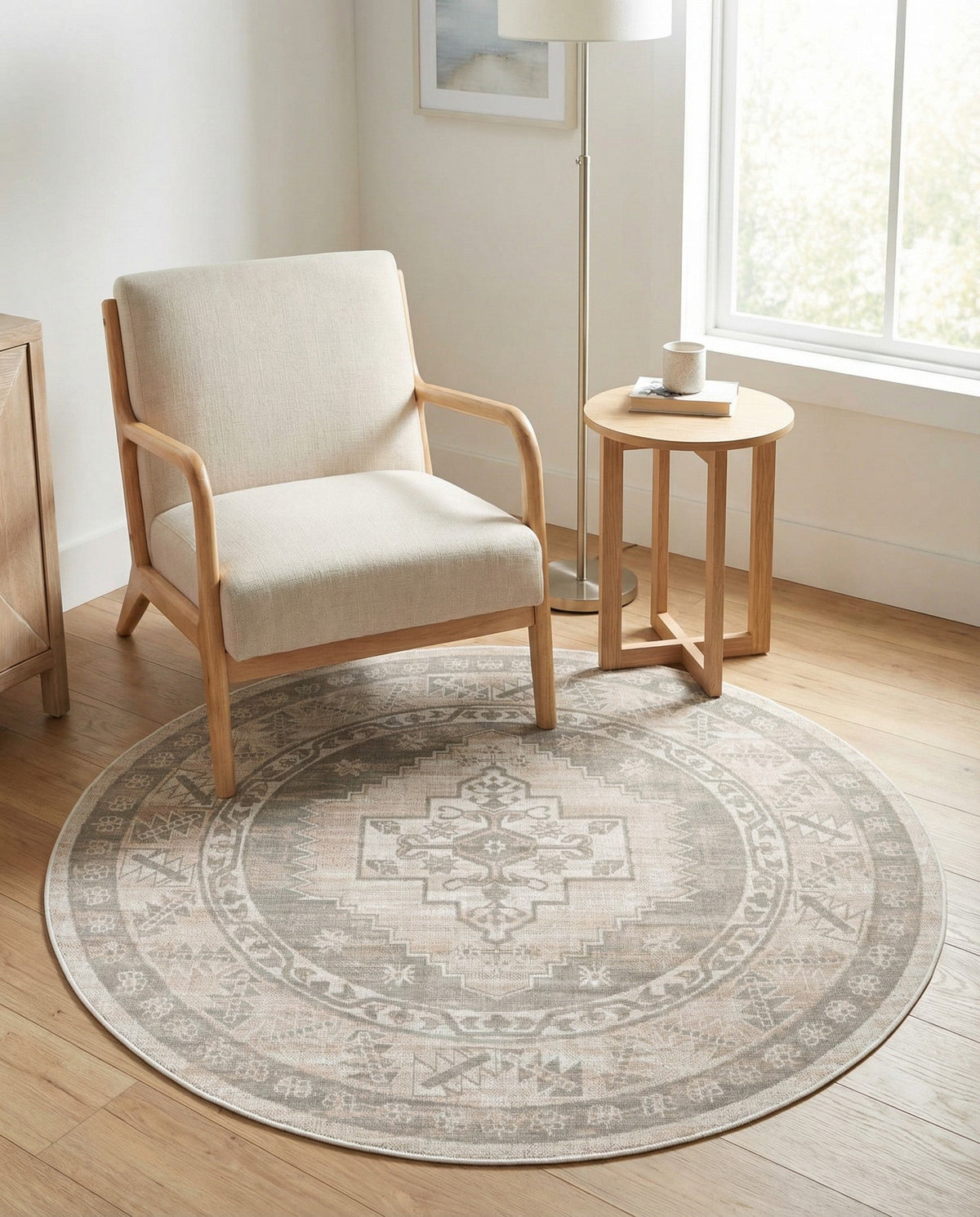 Savannah Series Collection Area Rug -  Augusta (Mink) Round Mink  lifestyle 116