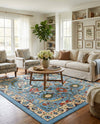 Tabriz Tapestry Collection Area Rug - Sahand (Blue) Square Blue  lifestyle 60