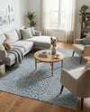 Aegean Elegance Washables Collection Area Rug -  Mykonos Rectangle Ivory Blue  lifestyle 37