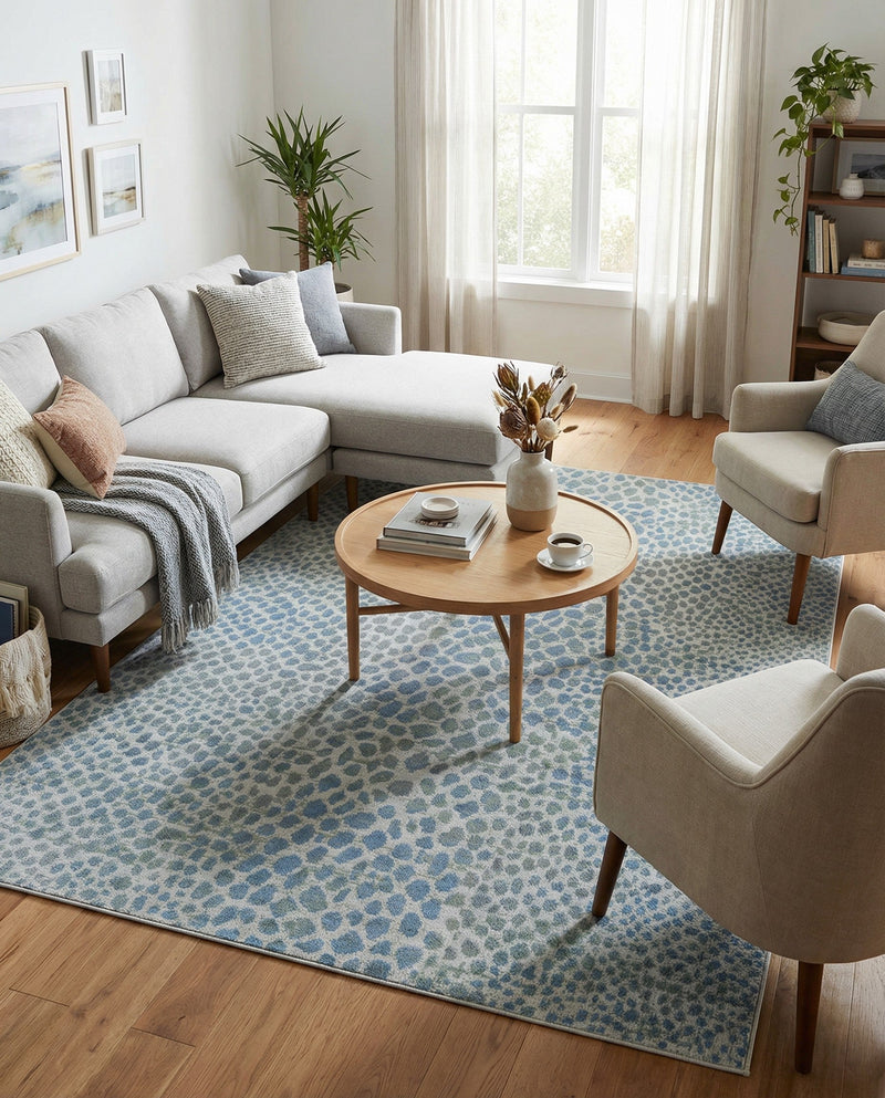 Aegean Elegance Washables Collection Area Rug -  Mykonos Rectangle Ivory Blue  lifestyle 37