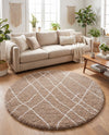 Cozy Haven Shag Collection Area Rug - Serenity (Khaki) Round Khaki  lifestyle 62