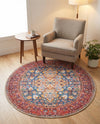 Heritage Elegance Collection Area Rug -  Hearst Round Navy Blue  lifestyle 56