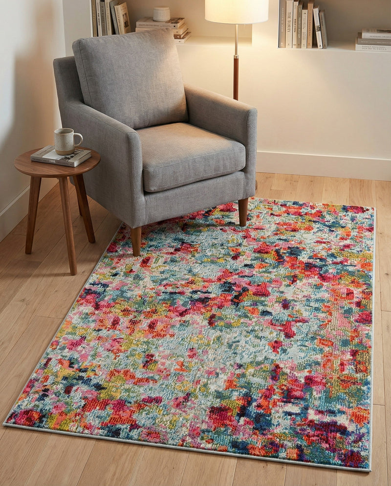 Chromatic Oasis Collection Area Rug -  Lagoon Rectangle Multi  lifestyle 53