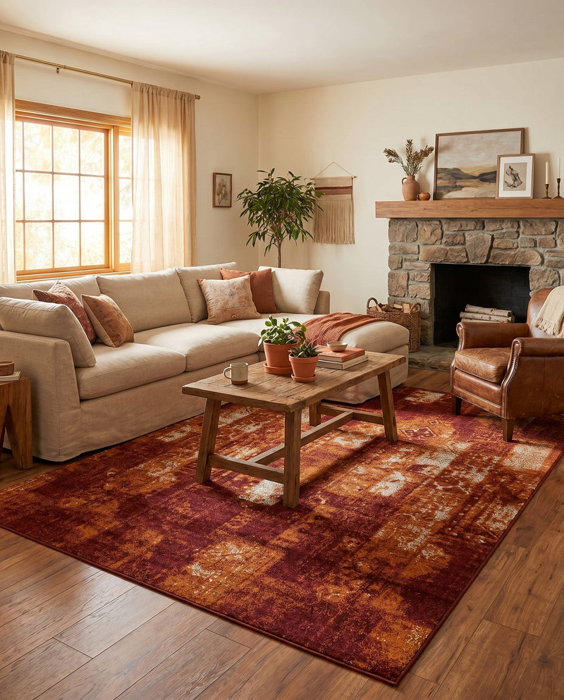 Autumn Meadow Collection Area Rug -  Harvesthill Rectangle Terracotta  lifestyle 22