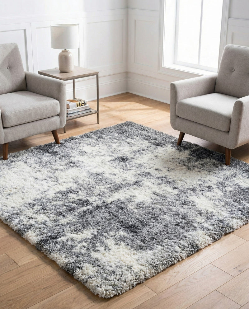 Cozy Haven Shag Collection Area Rug -  Tranquility (Smoke Gray) Square Smoke Gray  lifestyle 27