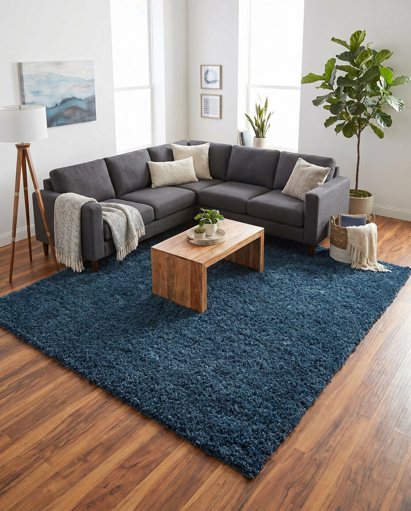 Alpine Plush Collection Area Rug -  Cortina (Marine Blue) Square Marine Blue  lifestyle 75