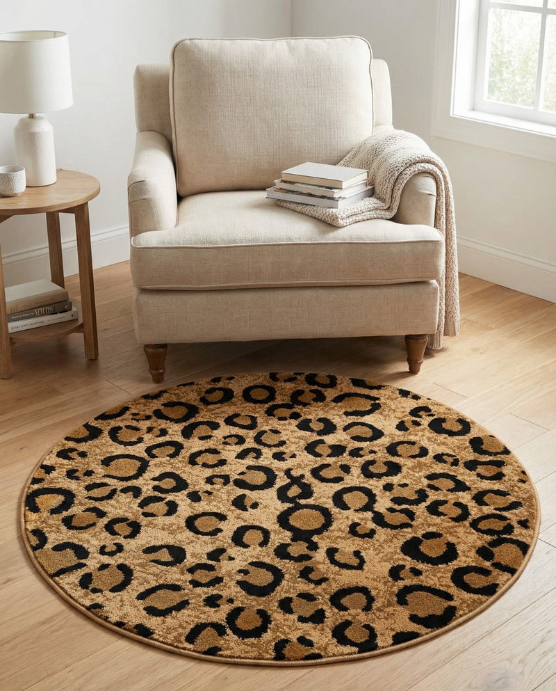 Savannah Sojourn Collection Area Rug -  Mara Round Light Brown  lifestyle 36