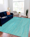 Woven Seaside Jute Collection Area Rug - Savannah (Turquoise) Rectangle Turquoise  lifestyle 13