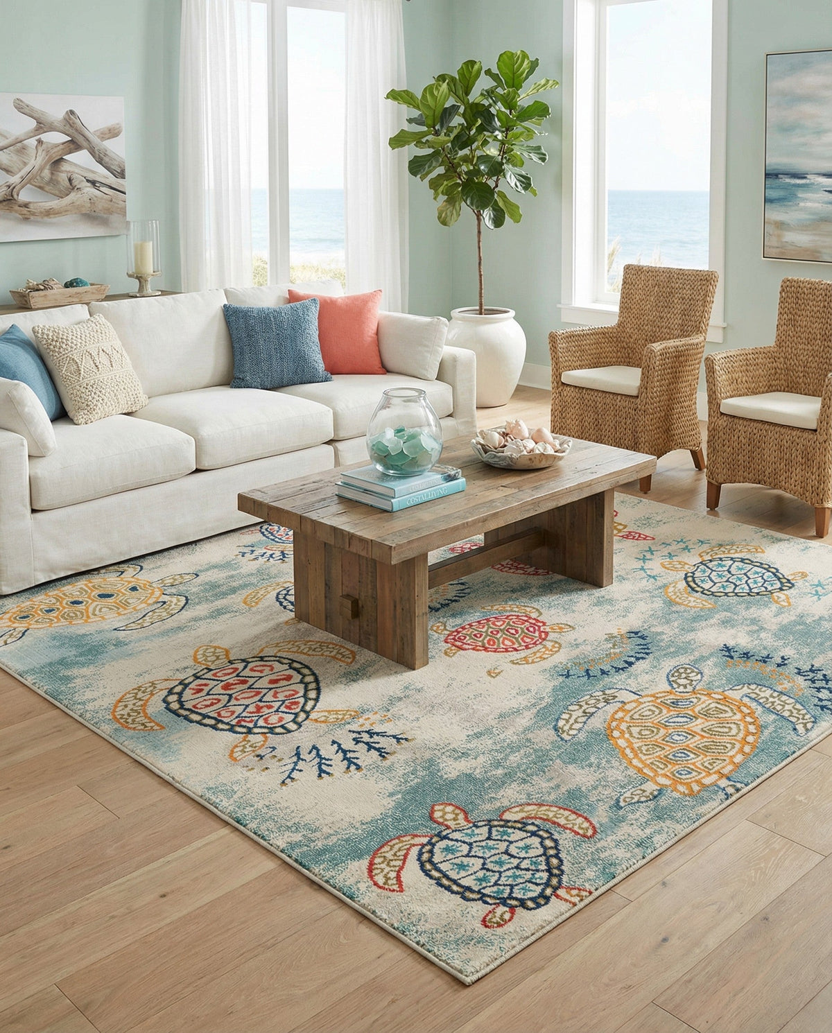 Sorrento Shores Collection Area Rug -  Massa Square Beige  lifestyle 144