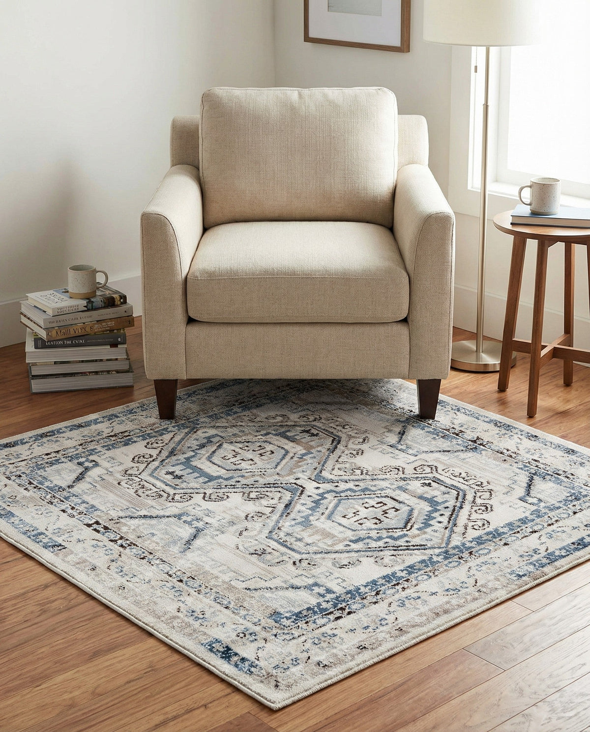 Savannah Elegance Collection Area Rug -  Tybee (Gray Blue) Square Gray Blue  lifestyle 87