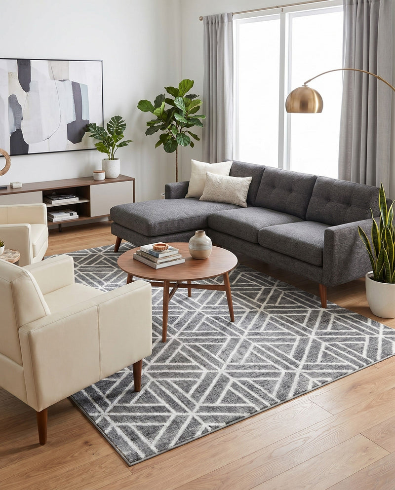 Garden Maze Retreat Collection Area Rug -  Topiarytrail Rectangle Gray  lifestyle 29