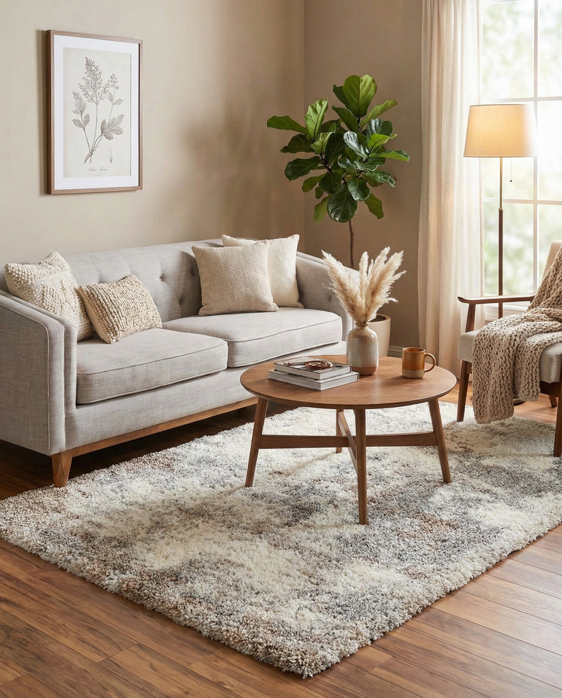 Cozy Haven Shag Collection Area Rug -  Tranquility (Khaki) Rectangle Khaki  lifestyle 21