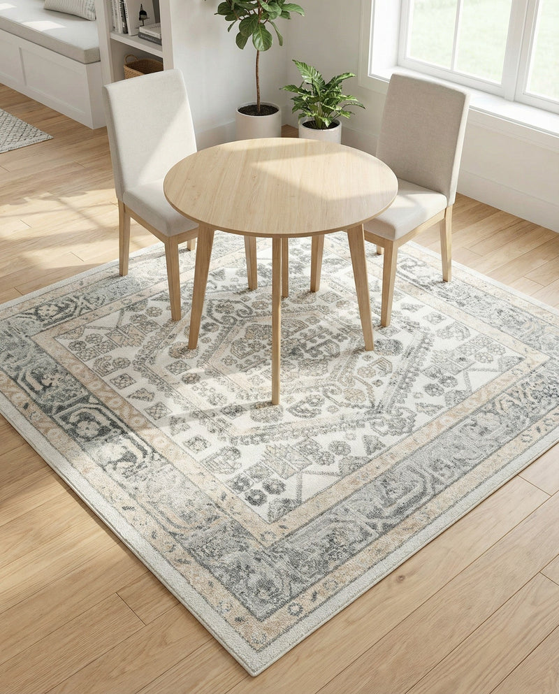 Adriana Terrace Collection Area Rug - Capri (Ivory) Square Ivory  lifestyle 67