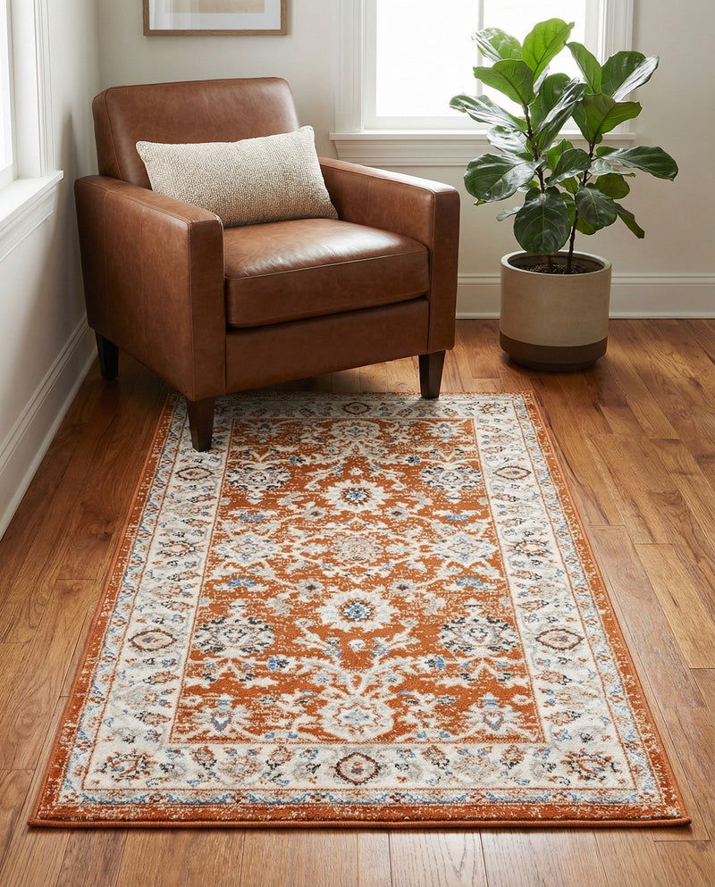 Savannah Elegance Collection Area Rug - Augusta (Rust Red) Rectangle Rust Red  lifestyle 27