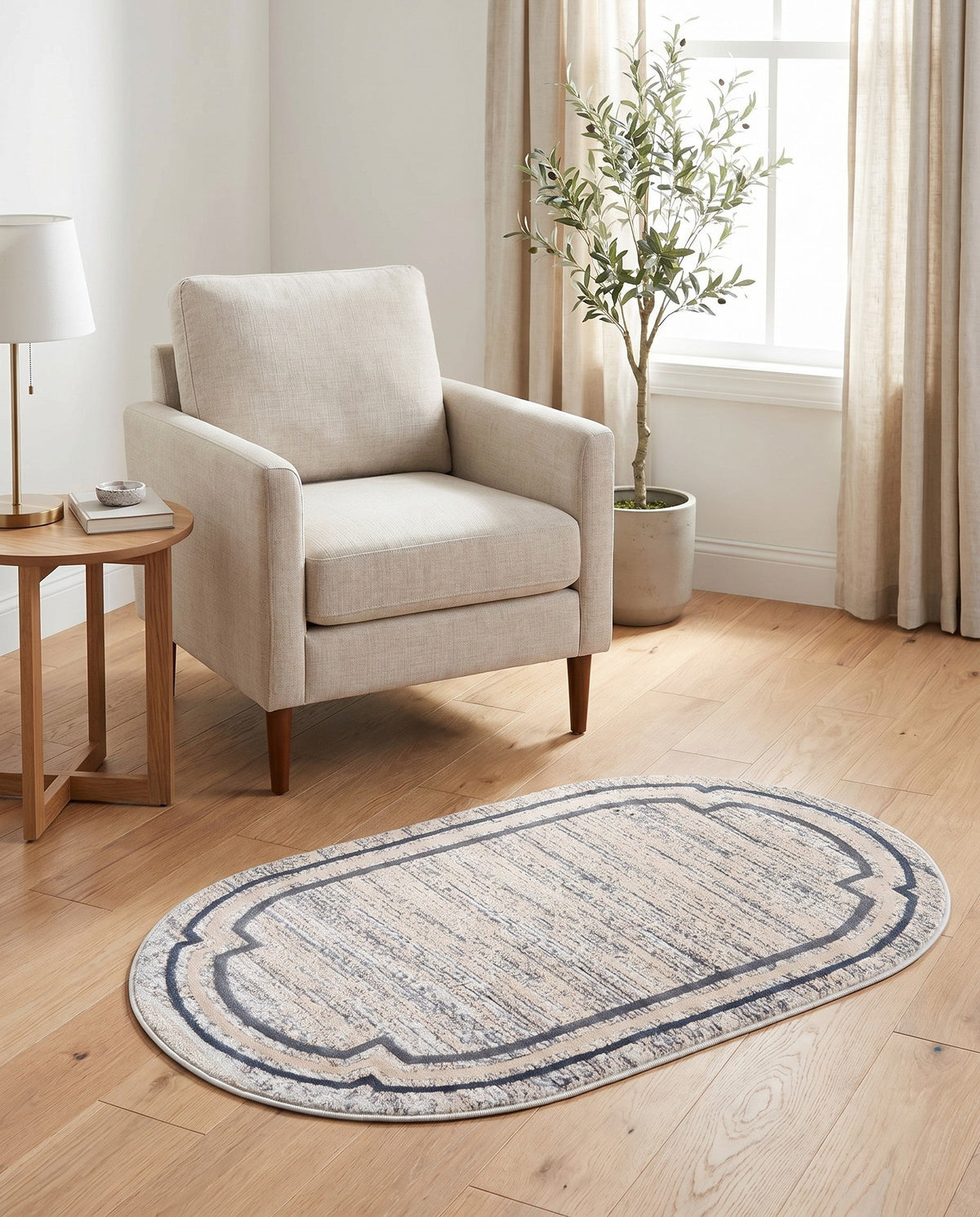 Serenity Sands Collection Area Rug -  Hushhaven Oval Gray  lifestyle 75