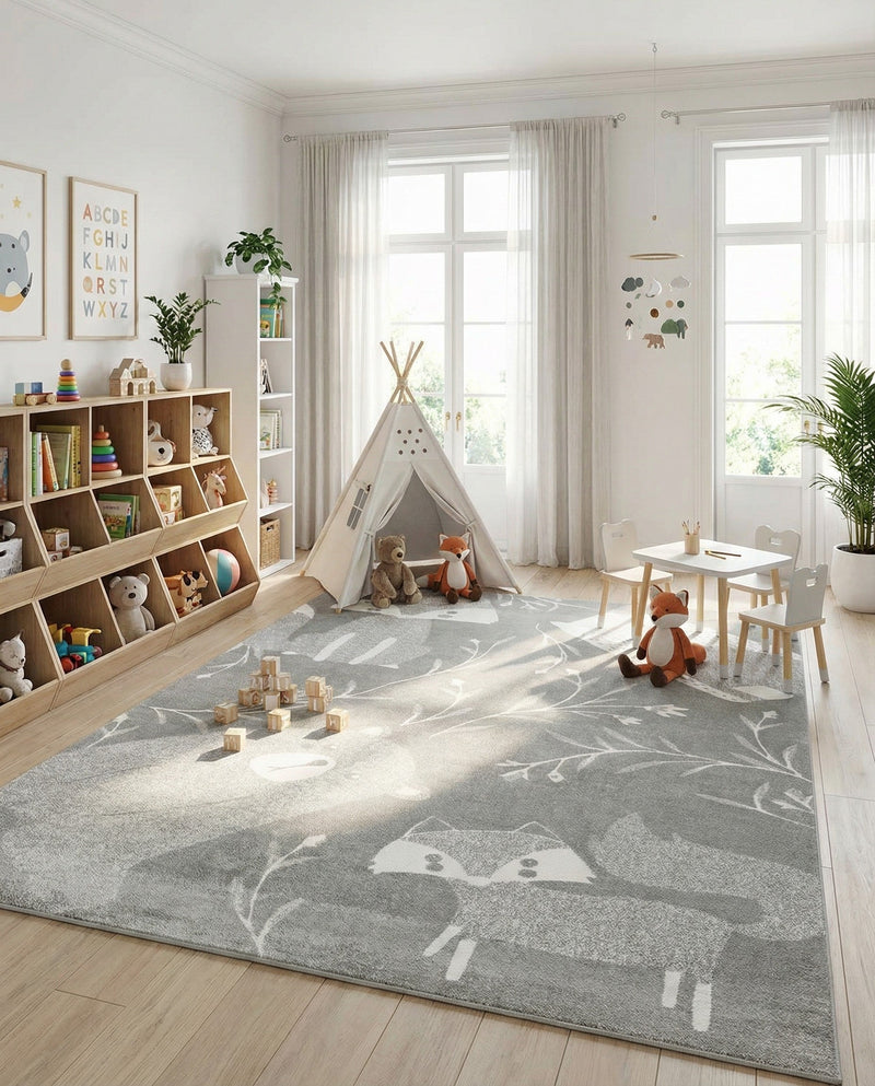 Wonder Tykes Collection Area Rug -  Quirky Rectangle Gray  lifestyle 32