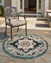 Outdoor Marrakesh Collection Area Rug -  Essaouira Round Navy Blue  lifestyle 28