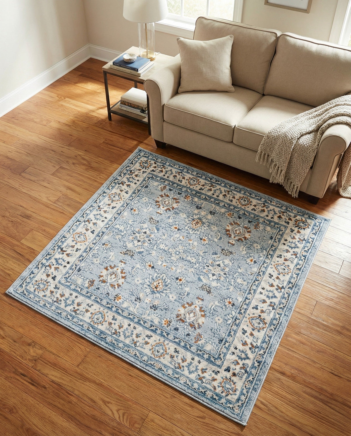 Savannah Elegance Collection Area Rug - Augusta (Aqua Blue) Square Aqua Blue  lifestyle 127