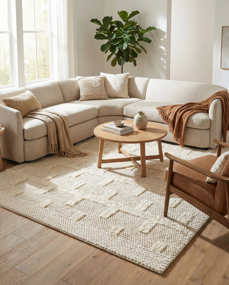 Lana Tasmanian Wool Collection Area Rug - Freycinet Rectangle Ivory  lifestyle 15