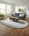 Berber Lattice Shag Collection Area Rug - Atlas (Gray) Oval Gray  lifestyle 42