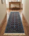 Samarkand Elegance Collection Area Rug -  Margilan (Blue) Runner Blue  lifestyle 64