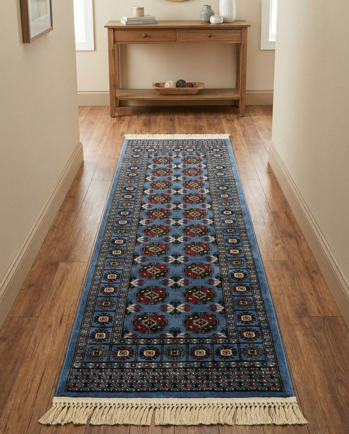 Samarkand Elegance Collection Area Rug -  Margilan (Blue) Runner Blue  lifestyle 64