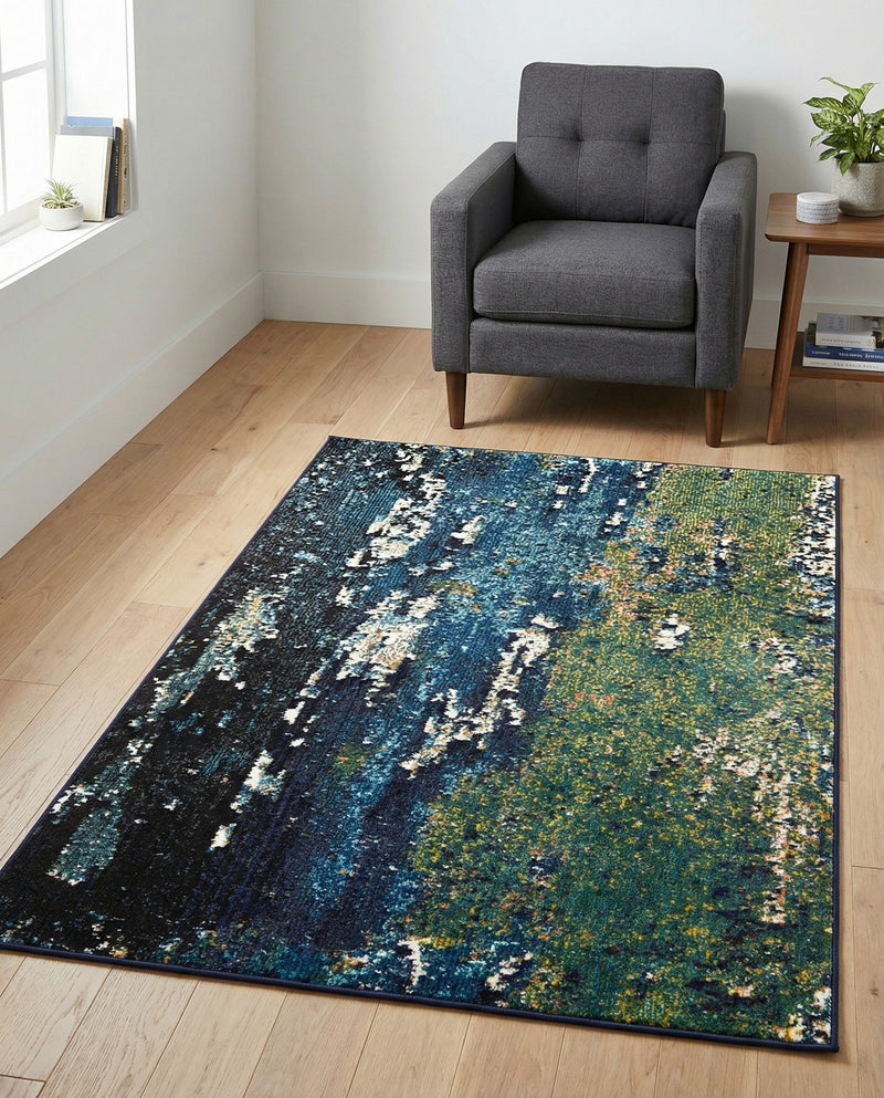 Marrakesh Elegance Collection Area Rug -  Figuig Rectangle Navy Blue  lifestyle 5