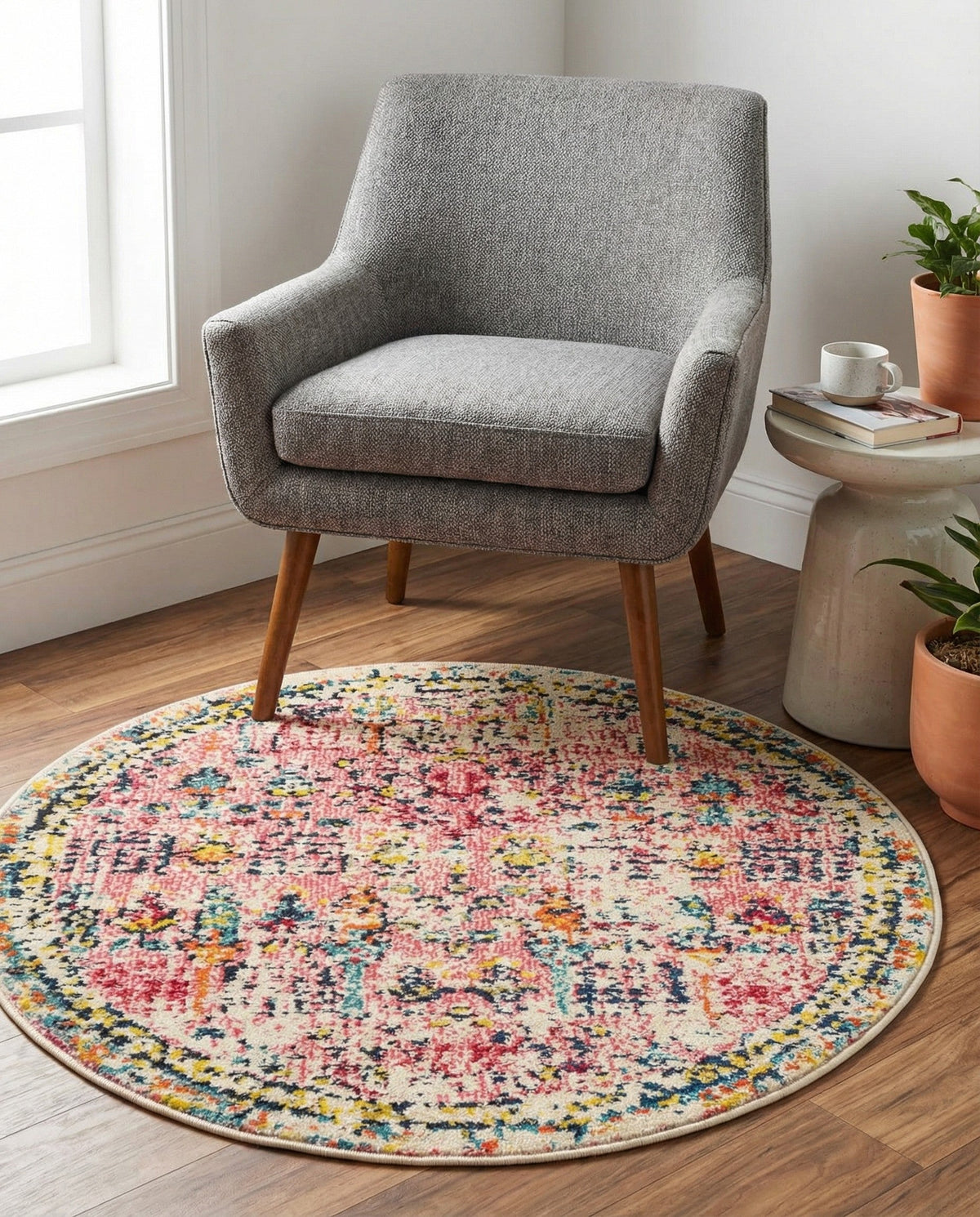 Sierra Collection Area Rug -  Shasta Round Pink  lifestyle 106