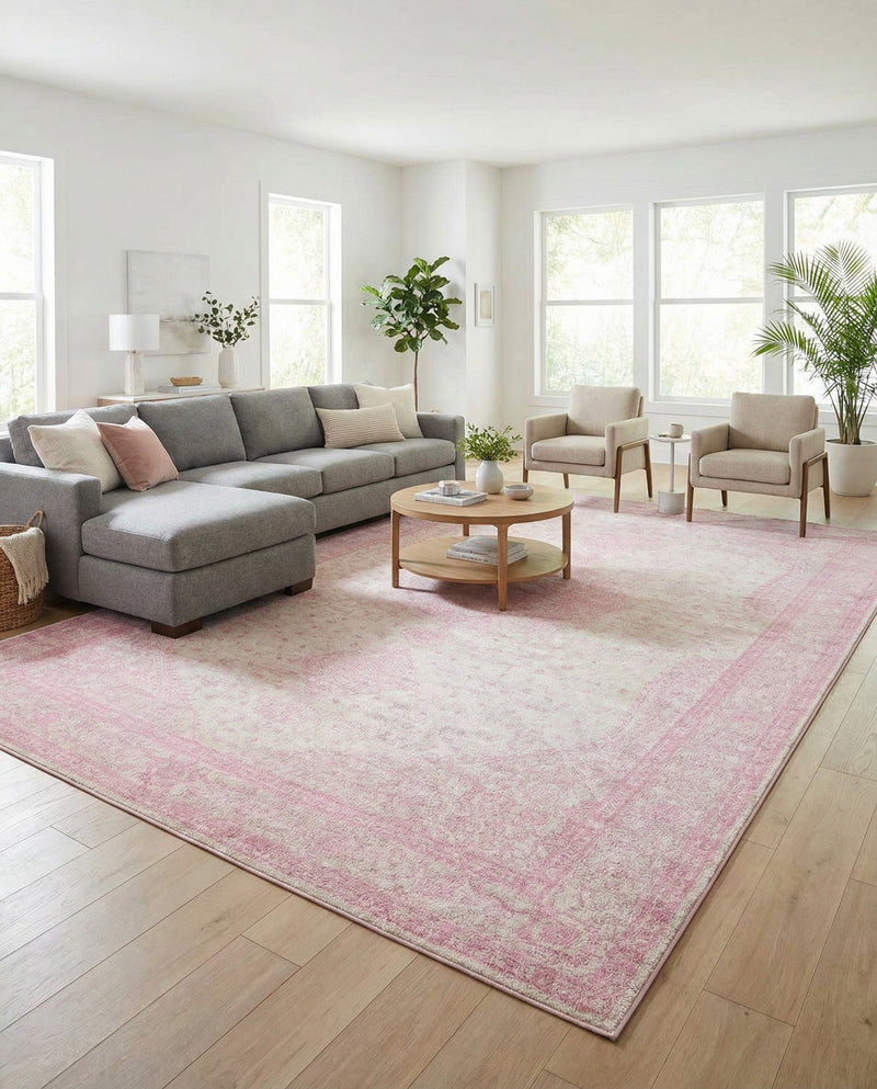 Dover Terrace Collection Area Rug - Marina (Pink) Rectangle Pink  lifestyle 19