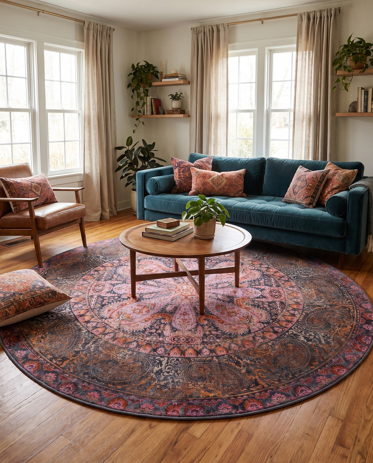 Maranta Collection Area Rug - Paramaribo Round Pink  lifestyle 53