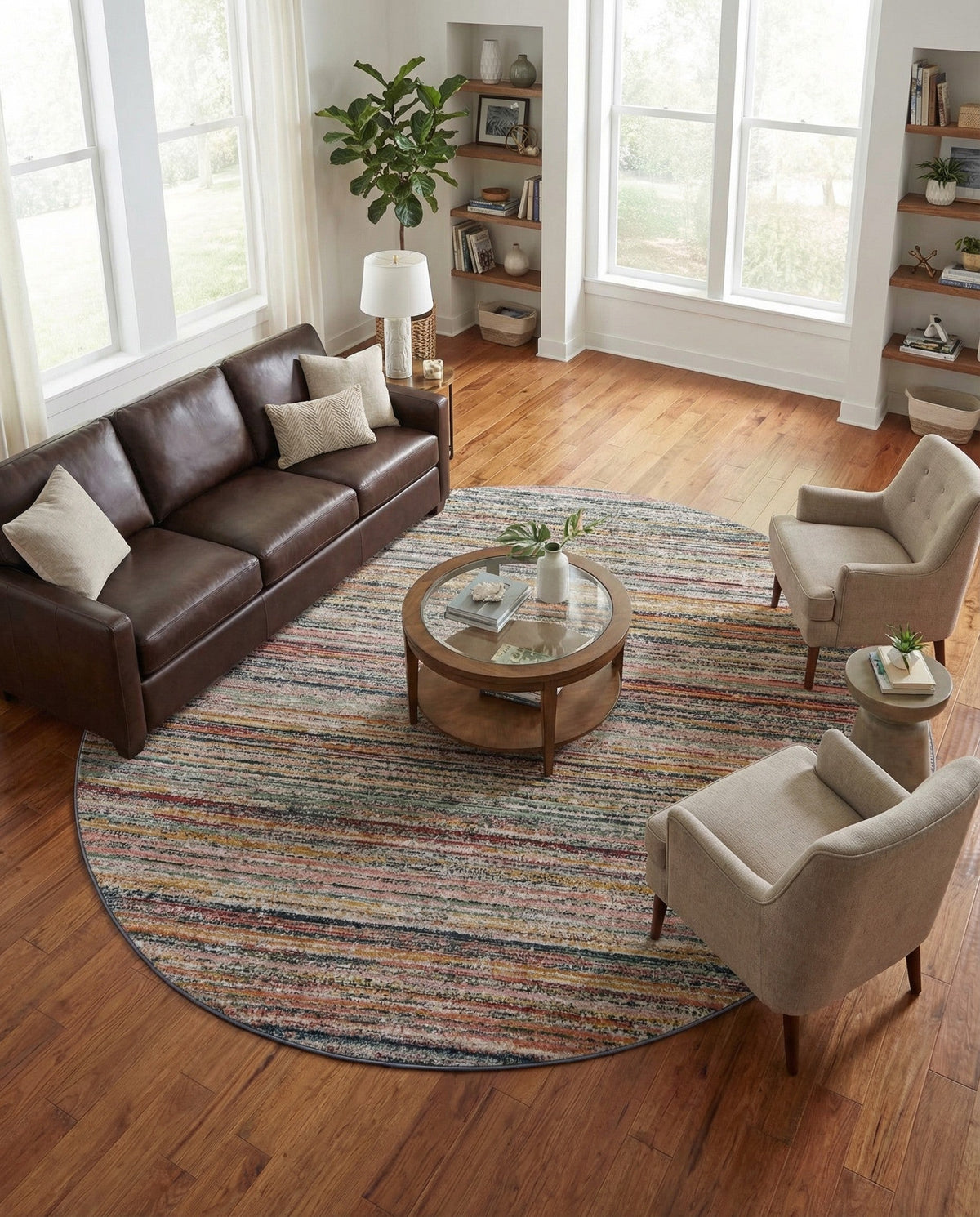 Jewel Oasis Collection Area Rug - Sapphire (Multi) Round Multi  lifestyle 59