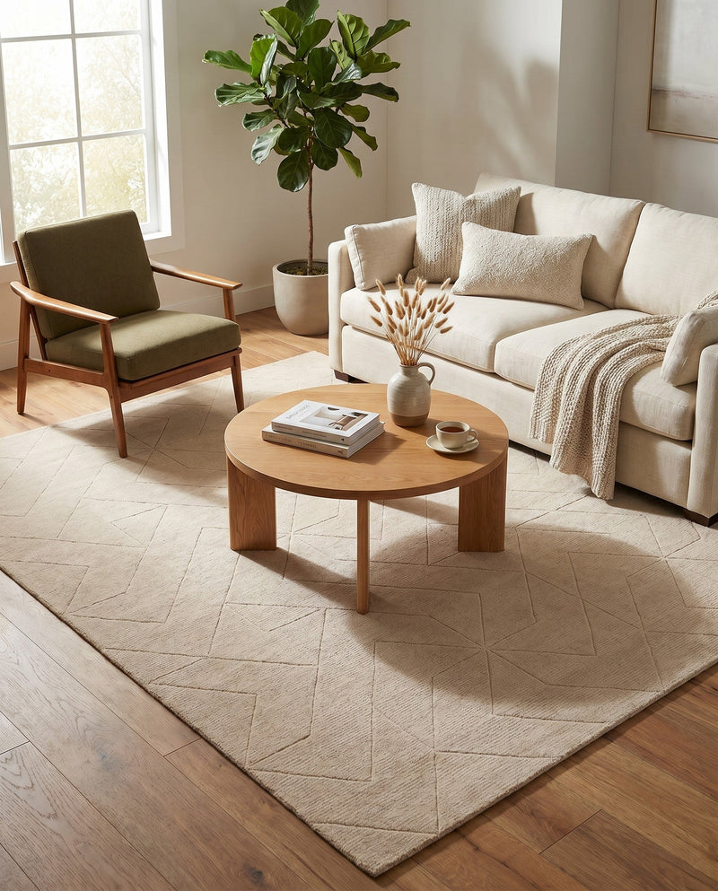 Nordic Loom Geometric Collection Area Rug - Oslo Rectangle Pearl Ivory  lifestyle 64