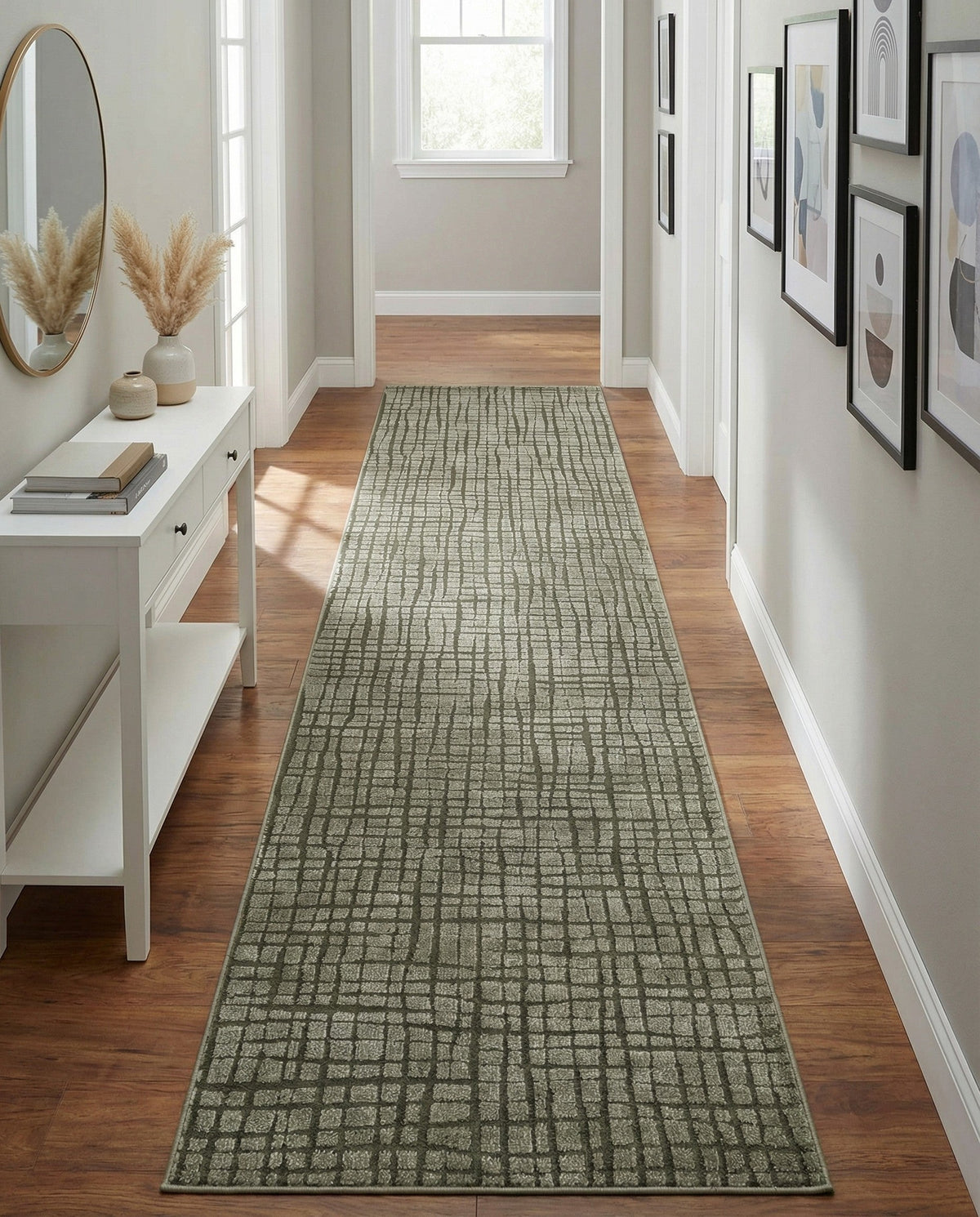 Haven Tapestry Collection Area Rug - WhisperingFalls Runner Vintage Army Green  lifestyle 73