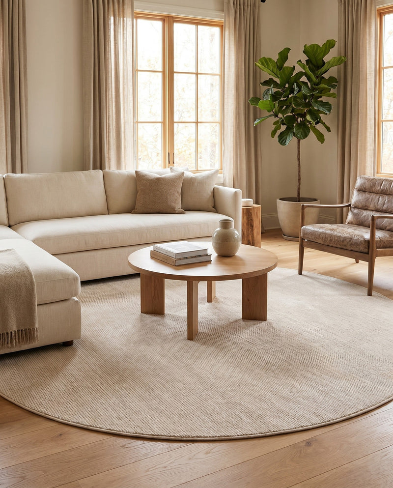 Bloomsbury Elegance Collection Area Rug -  Kensington (Ivory) Round Ivory  lifestyle 80