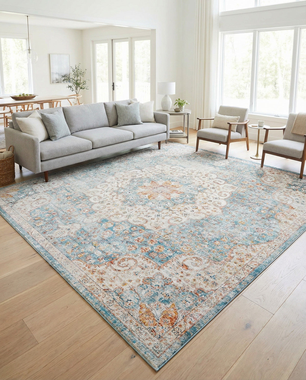 Coastal Haven Collection Area Rug - Seabreeze (Blue) Square Blue  lifestyle 113