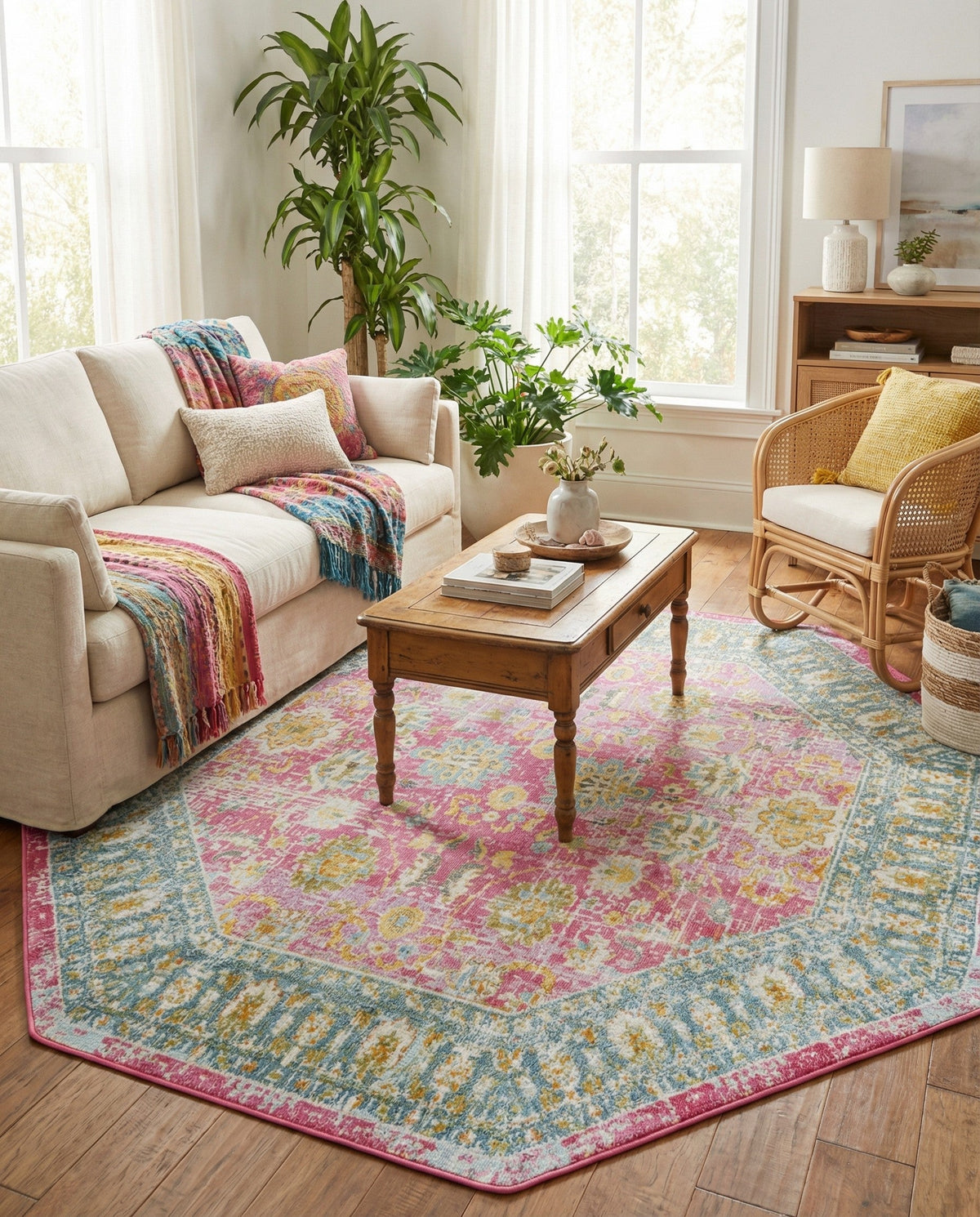 Arcadia Rugs Collection Area Rug -  Shangri-La Octagon Pink  lifestyle 87