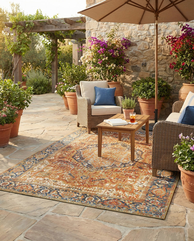 Patio Heritage Collection Area Rug -  Haven Rectangle Rust Red  lifestyle 53